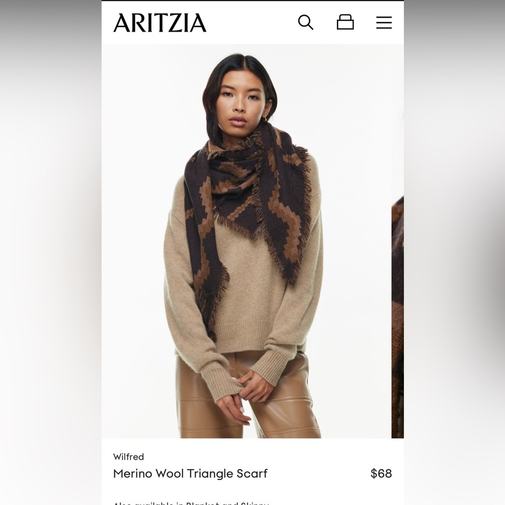 Artizia Wilfred Merino Wool Triangle Scarf - Brown